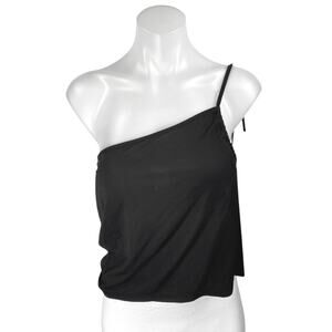 Tiger Mist Women's Black One Shoulder Sleeveless Cami Camisole Crop Tank Top S